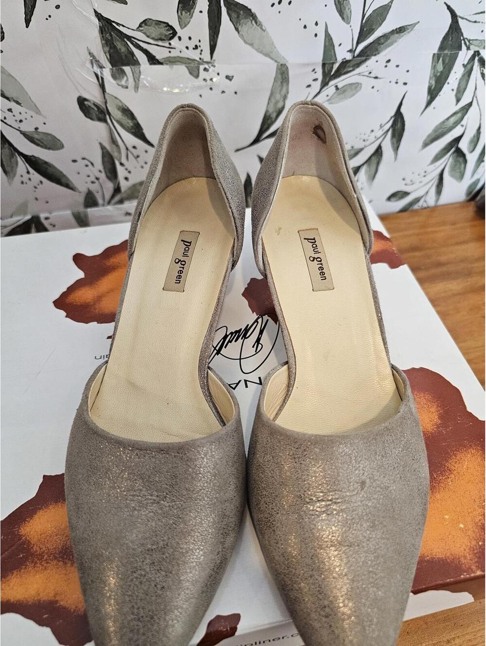 Paul Green Heels Silver Womens Size 4.5 Metallic
